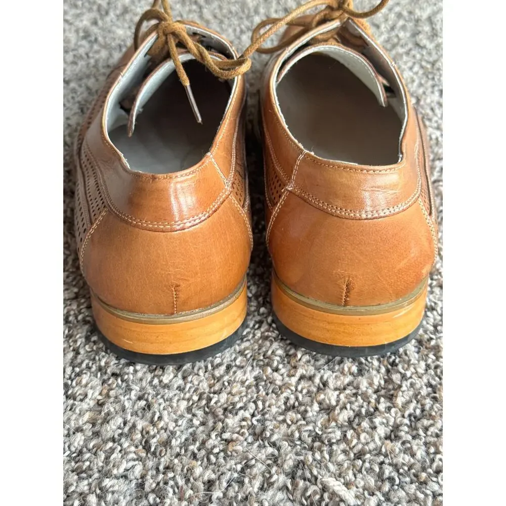 Giovanni Men’s Cap Toe Perforated Dress Shoes Tan Leather US 8.5